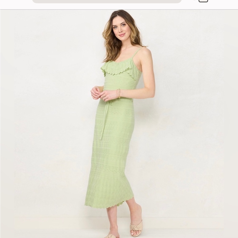 LC Lauren Conrad Light Green Midi Dress